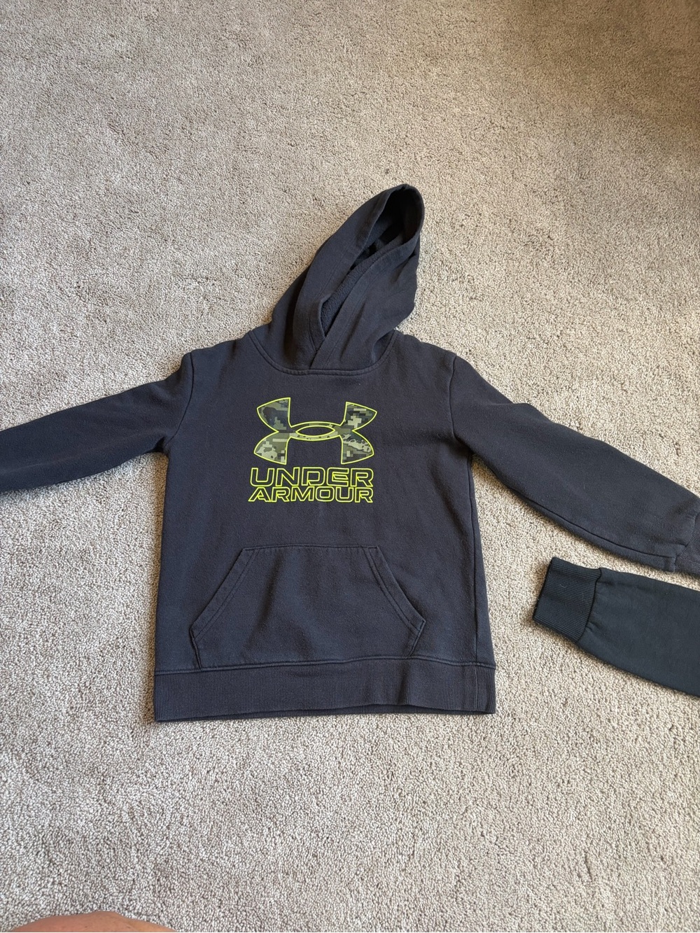 Under Armour Black Hoodie with Neon Yellow Logo